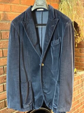Boglioli Velvet Sport Coat in Deep Navy L or 40R $1880 classic cut! Timeless!